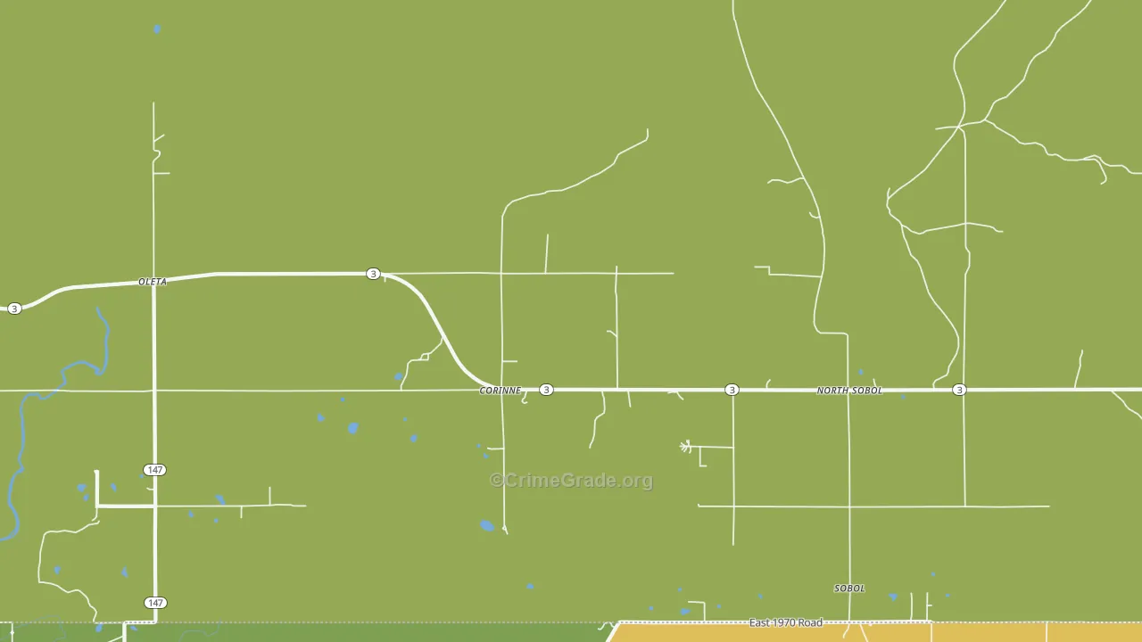Corinne, OK Map of Theft Rates