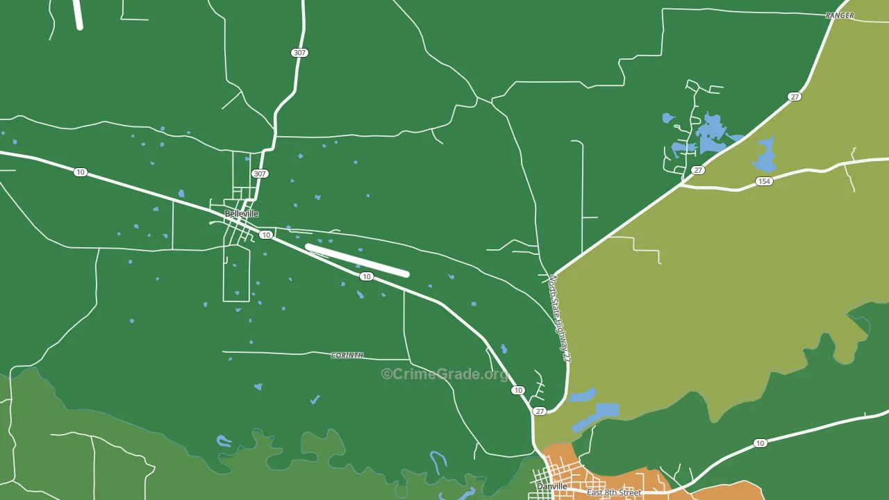Corinth, AR Map of Theft Rates