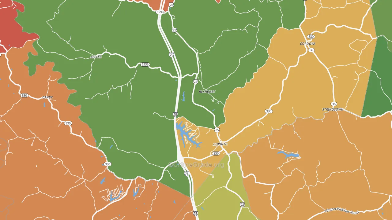 Corinth, KY Map of Theft Rates