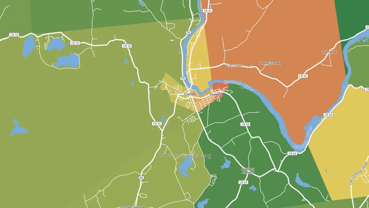 Corinth, NY Map of Theft Rates