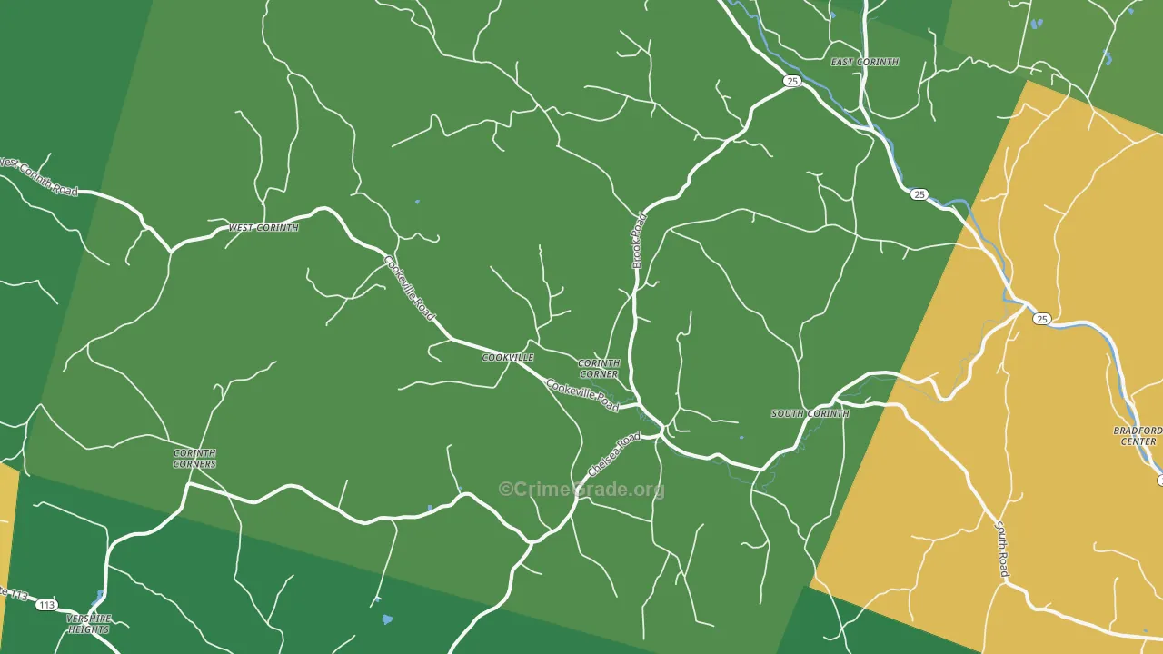 Corinth, VT Map of Theft Rates