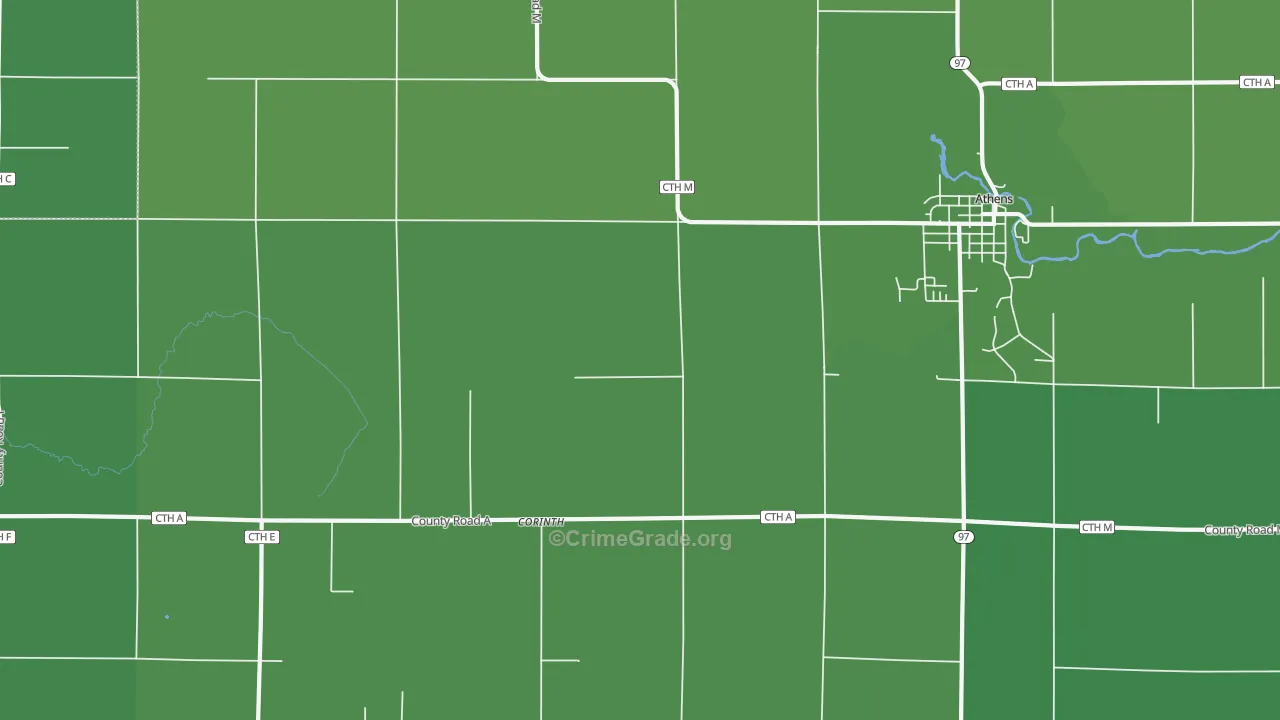 Corinth, WI Map of Theft Rates