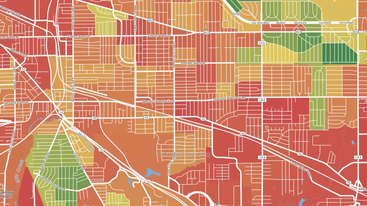 Corlett, Cleveland, OH Map of Theft Rates