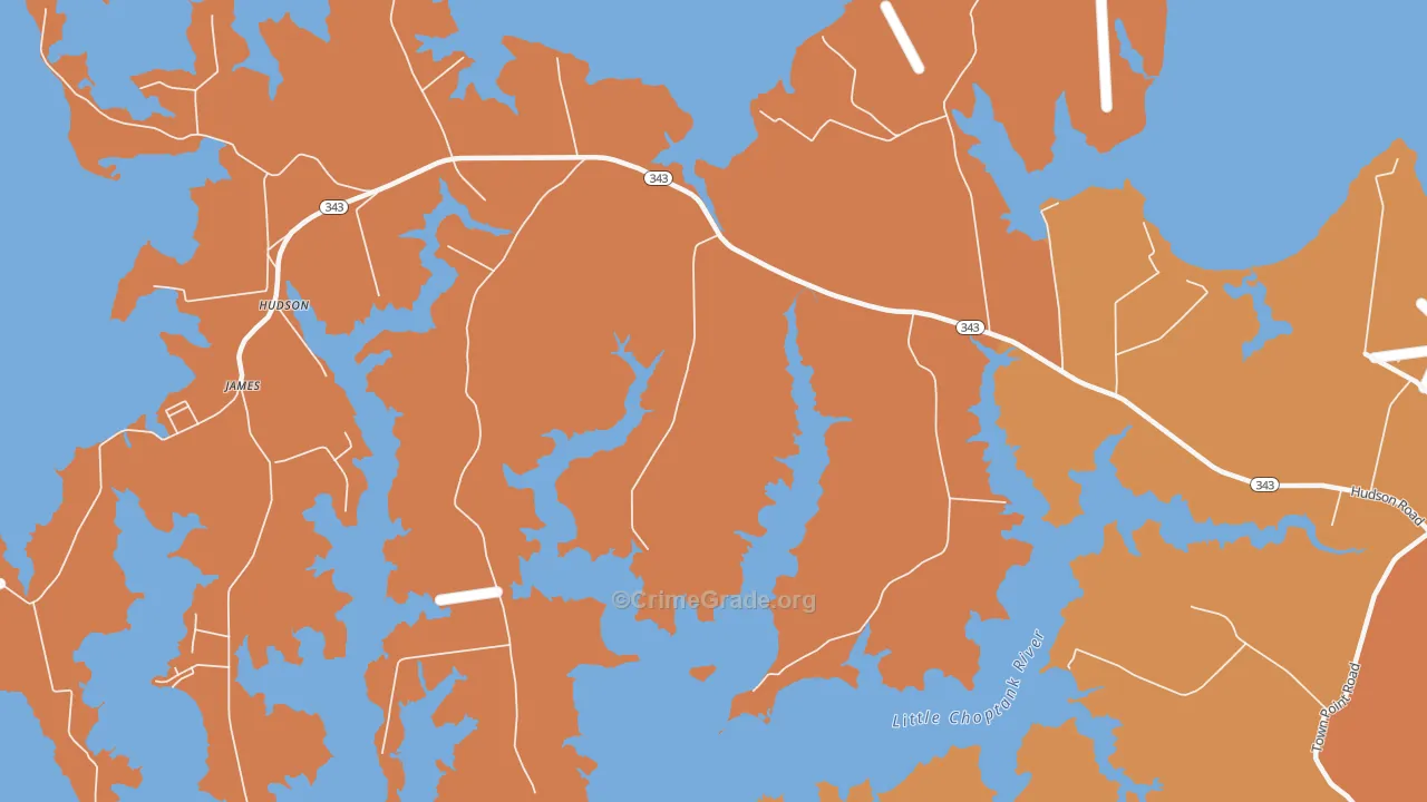 Cornersville, MD Map of Theft Rates