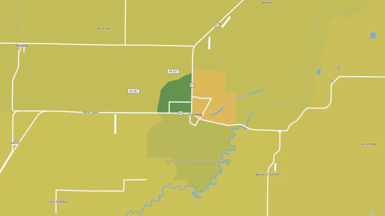 Corning, AR Map of Theft Rates