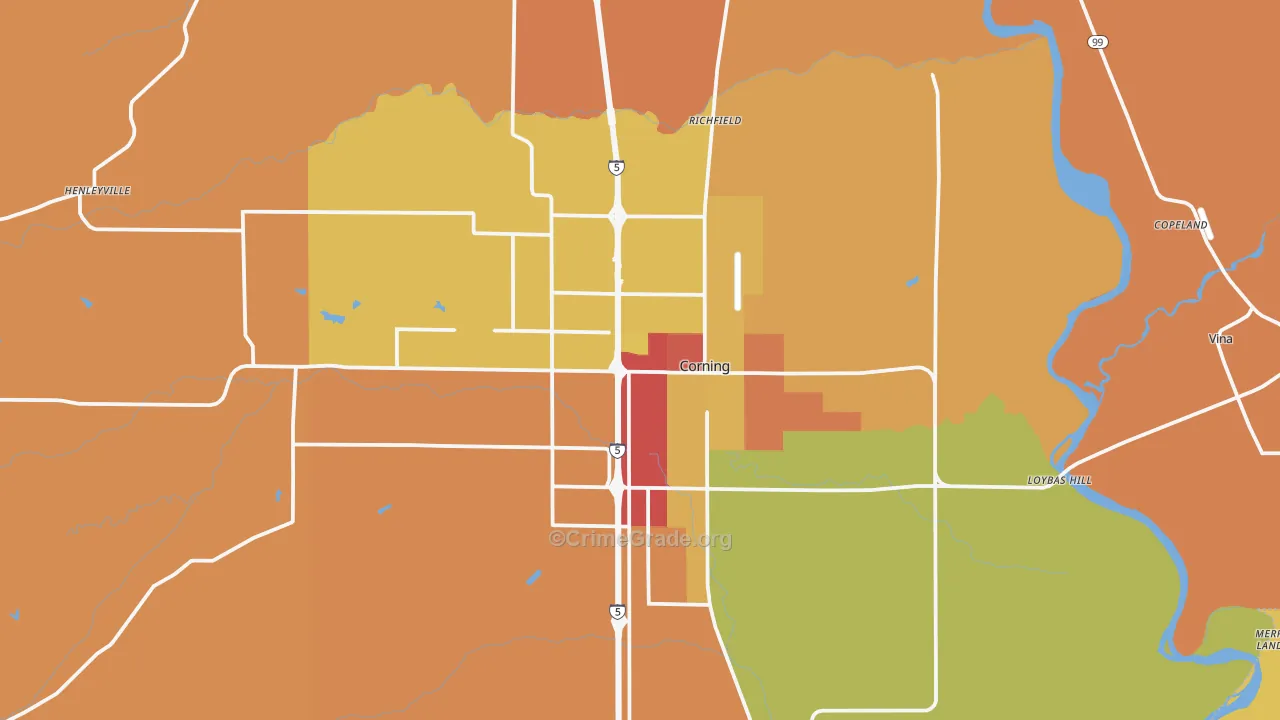 Corning, CA Map of Theft Rates
