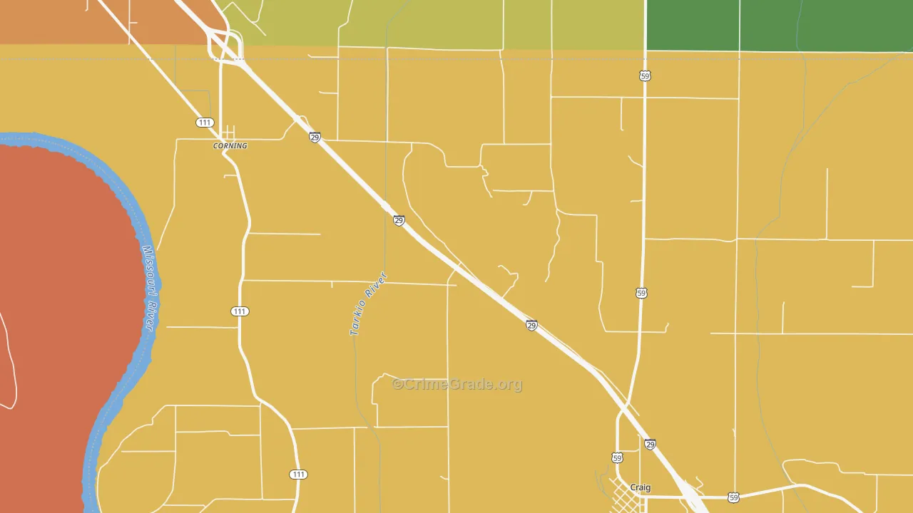 Corning, MO Map of Theft Rates