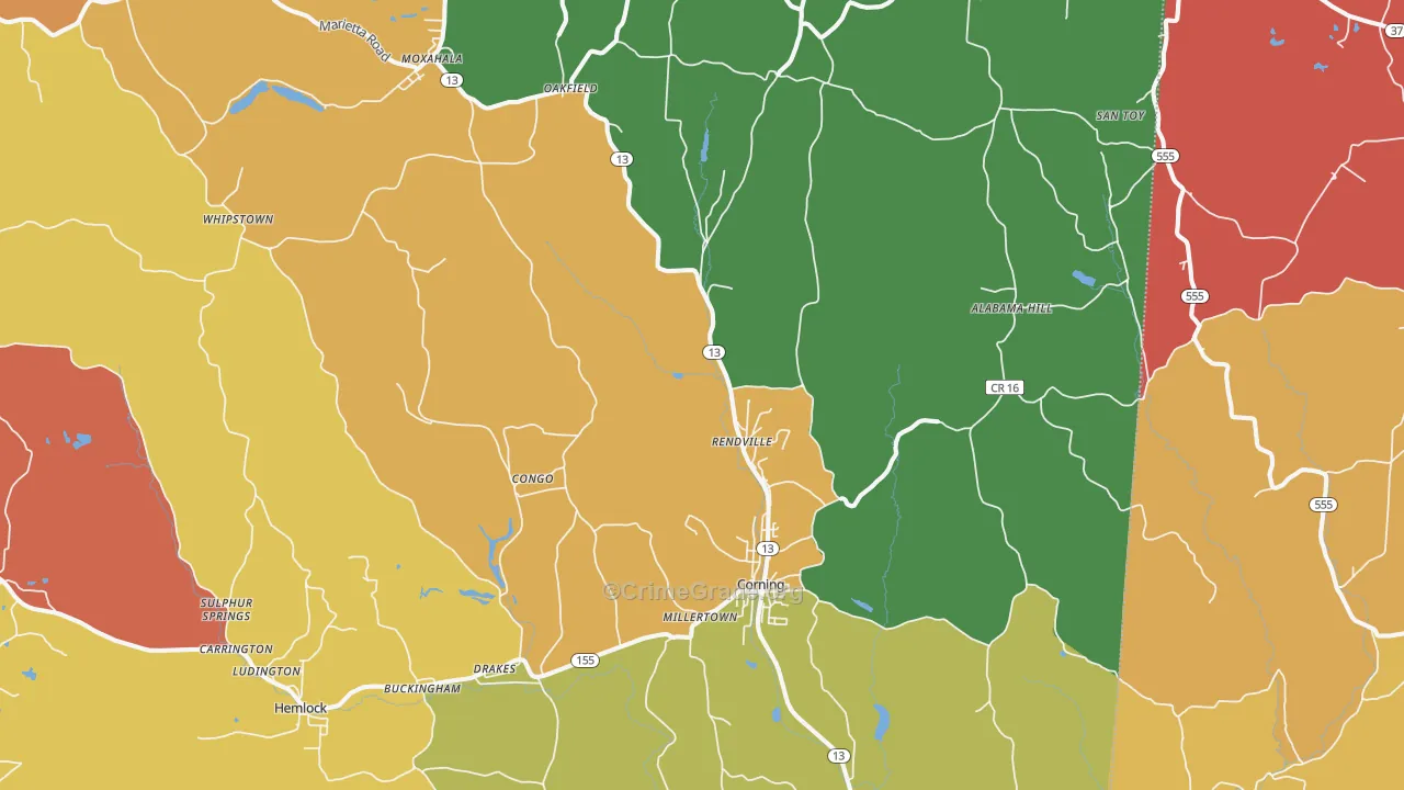 Corning, OH Map of Theft Rates