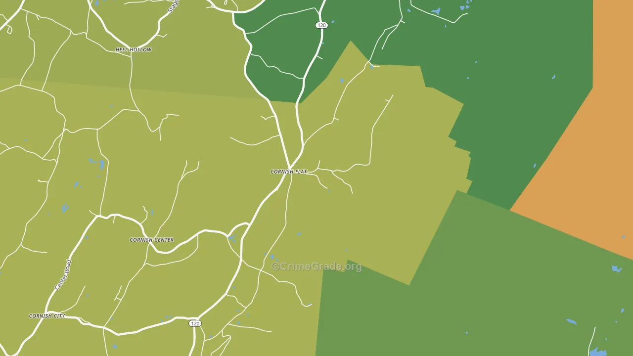 Cornish Flat, NH Map of Theft Rates