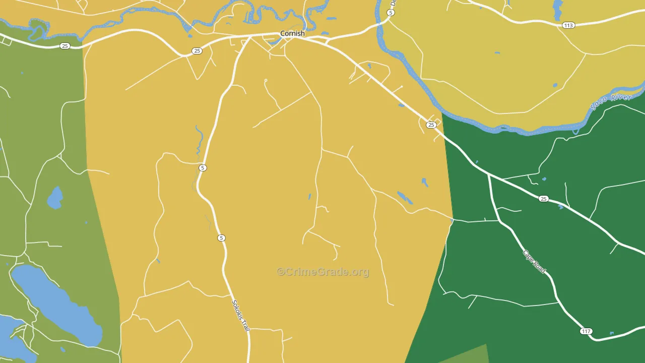 Cornish, ME Map of Theft Rates