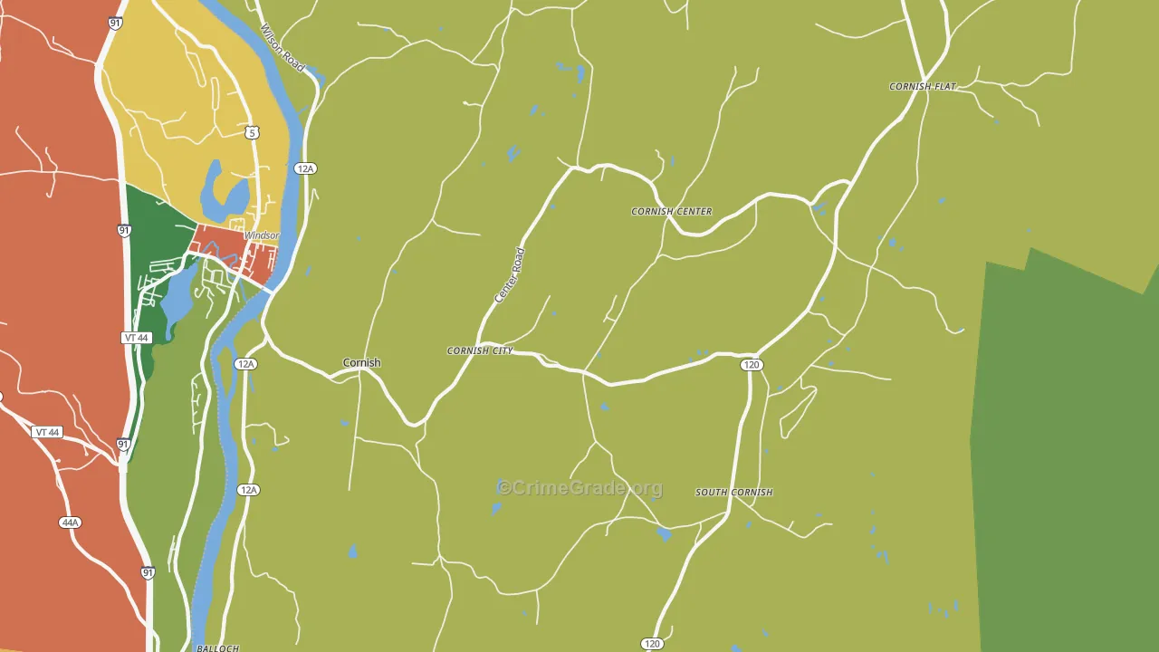 Cornish, NH Map of Theft Rates