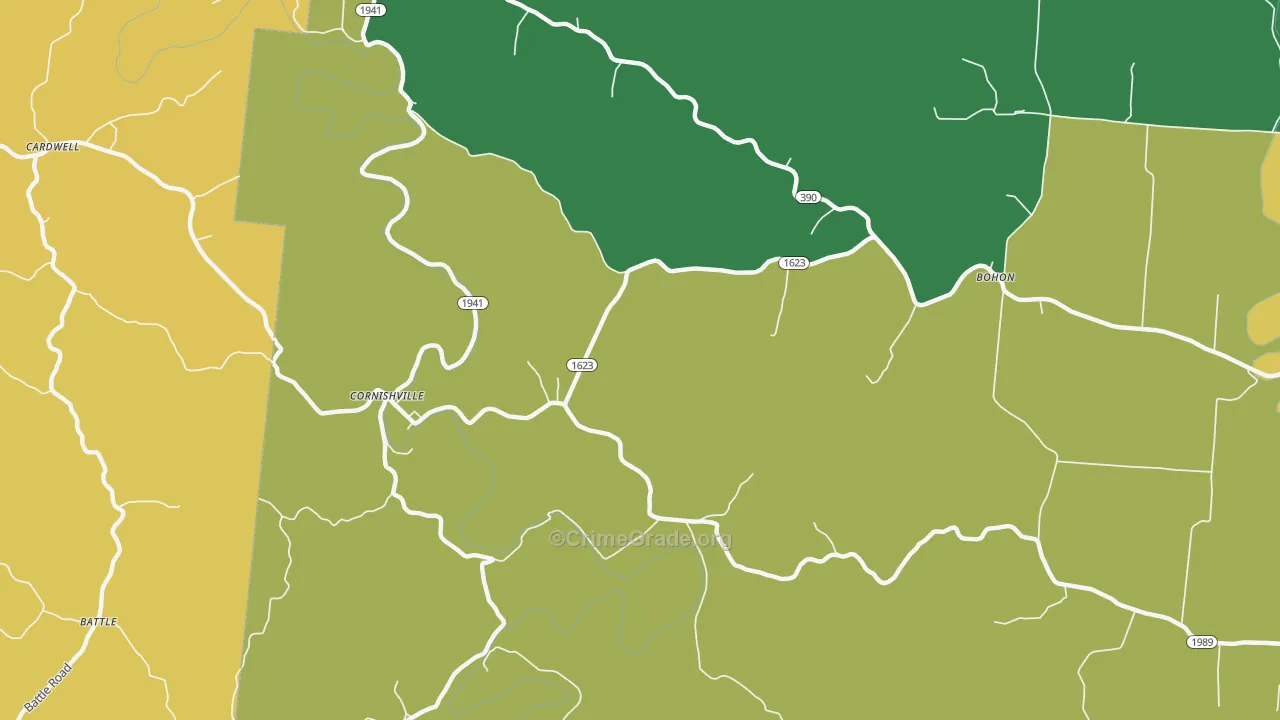 Cornishville, KY Map of Theft Rates