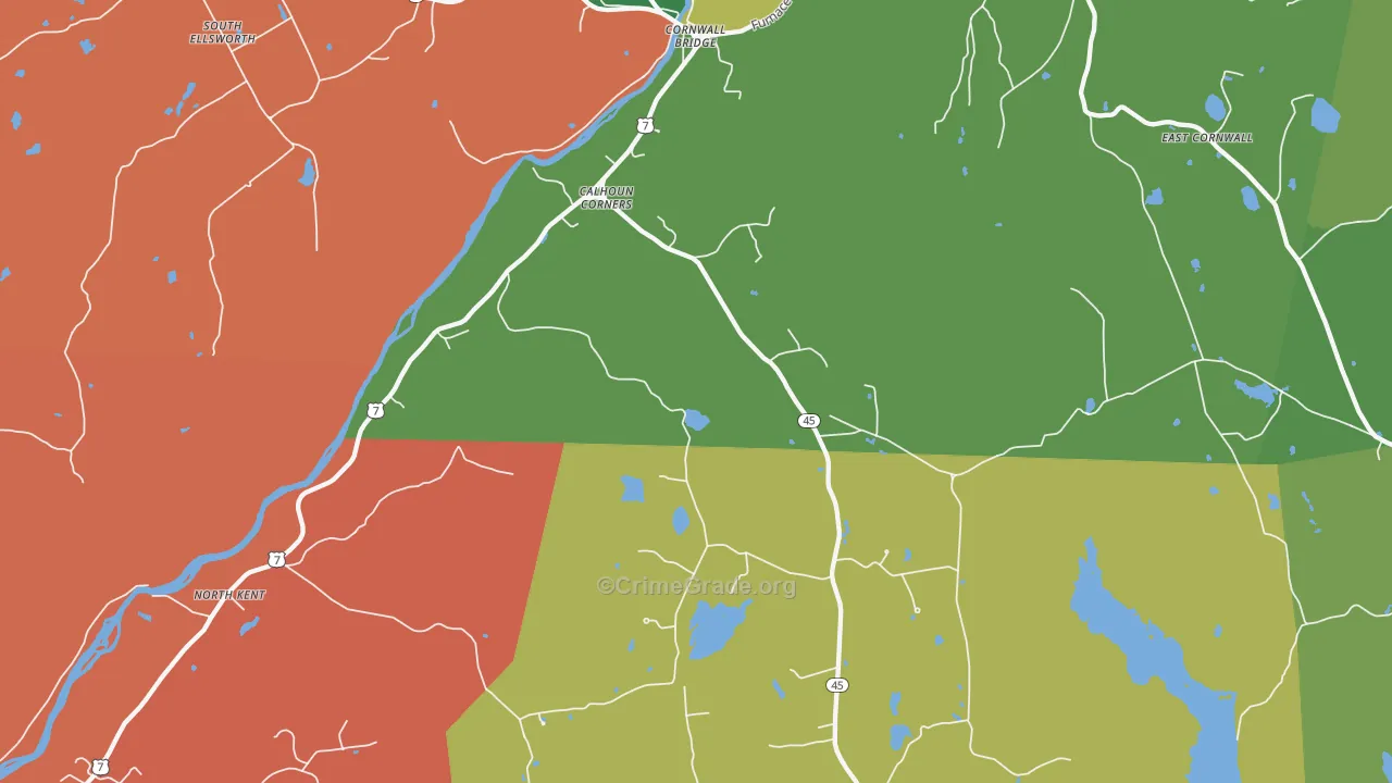 Cornwall Bridge, CT Map of Theft Rates