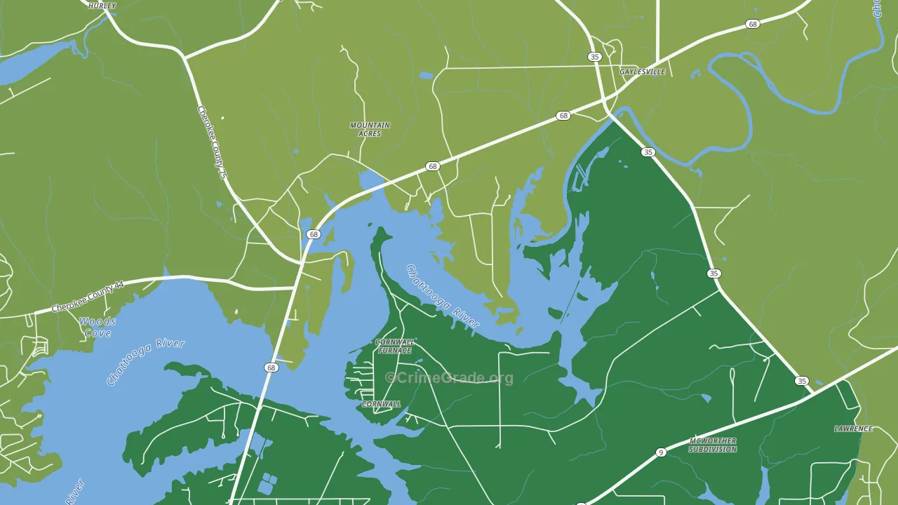 Cornwall Furnace, AL Map of Theft Rates