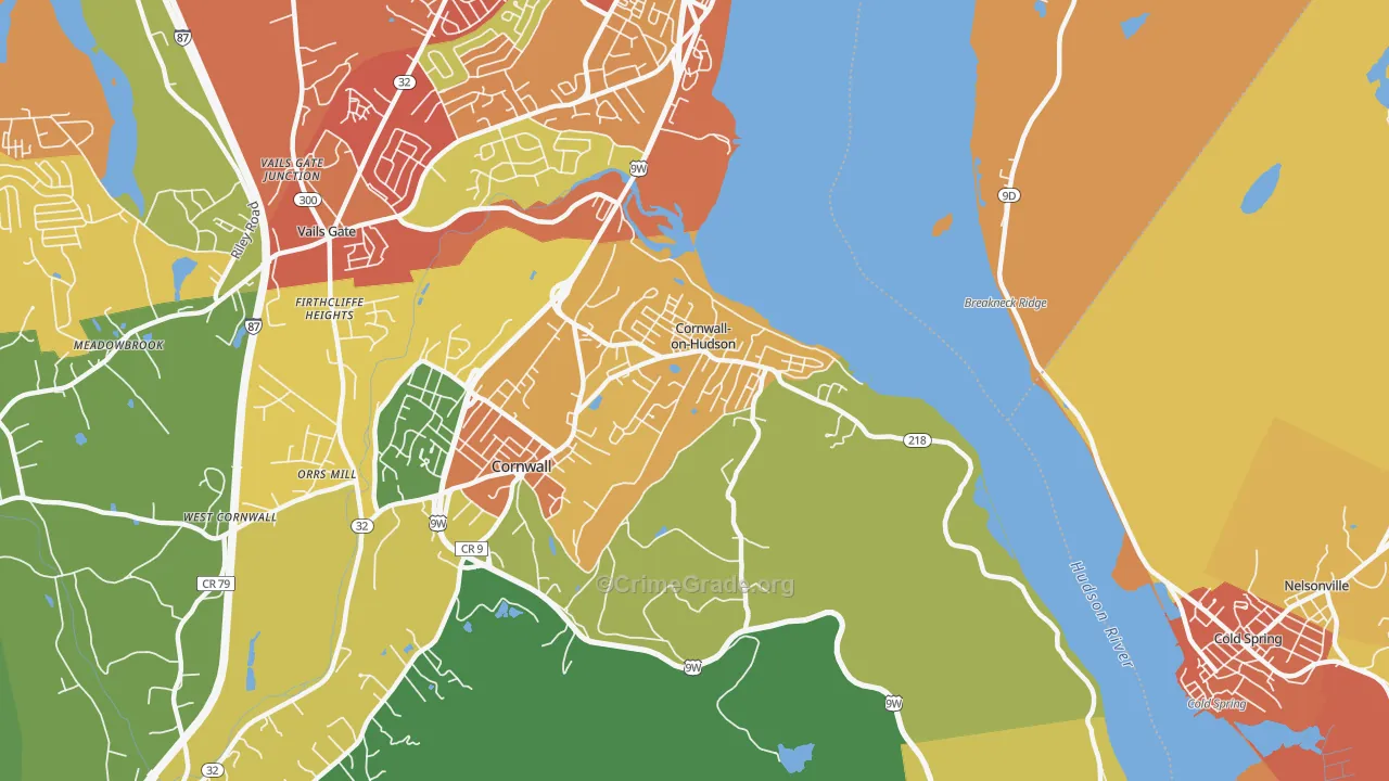 Cornwall On Hudson, NY Map of Theft Rates