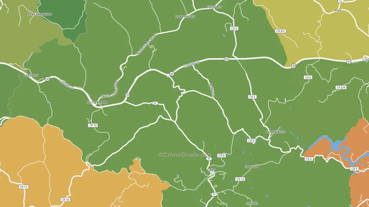Cornwallis, WV Map of Theft Rates