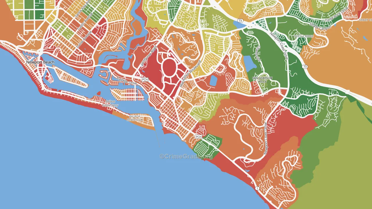 Corona Del Mar, CA Map of Theft Rates