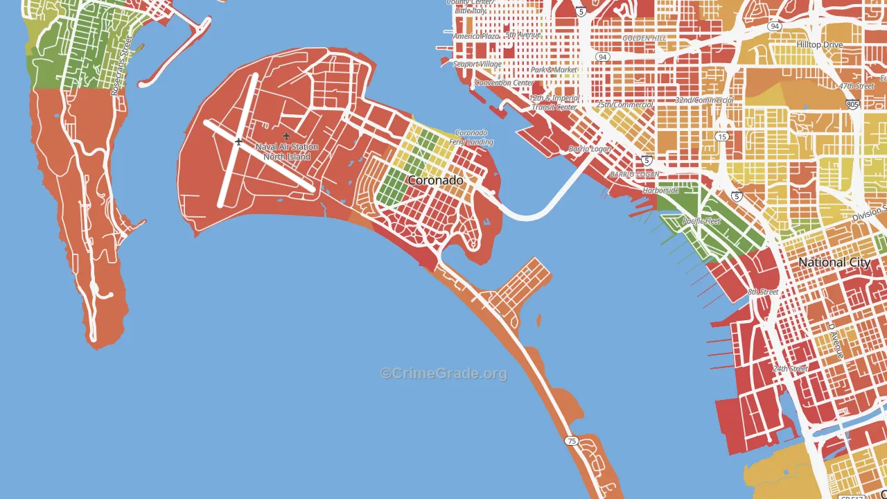 Coronado, CA Map of Theft Rates