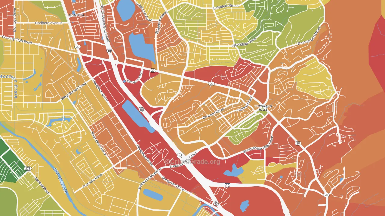 Coronado, El Paso, TX Map of Theft Rates