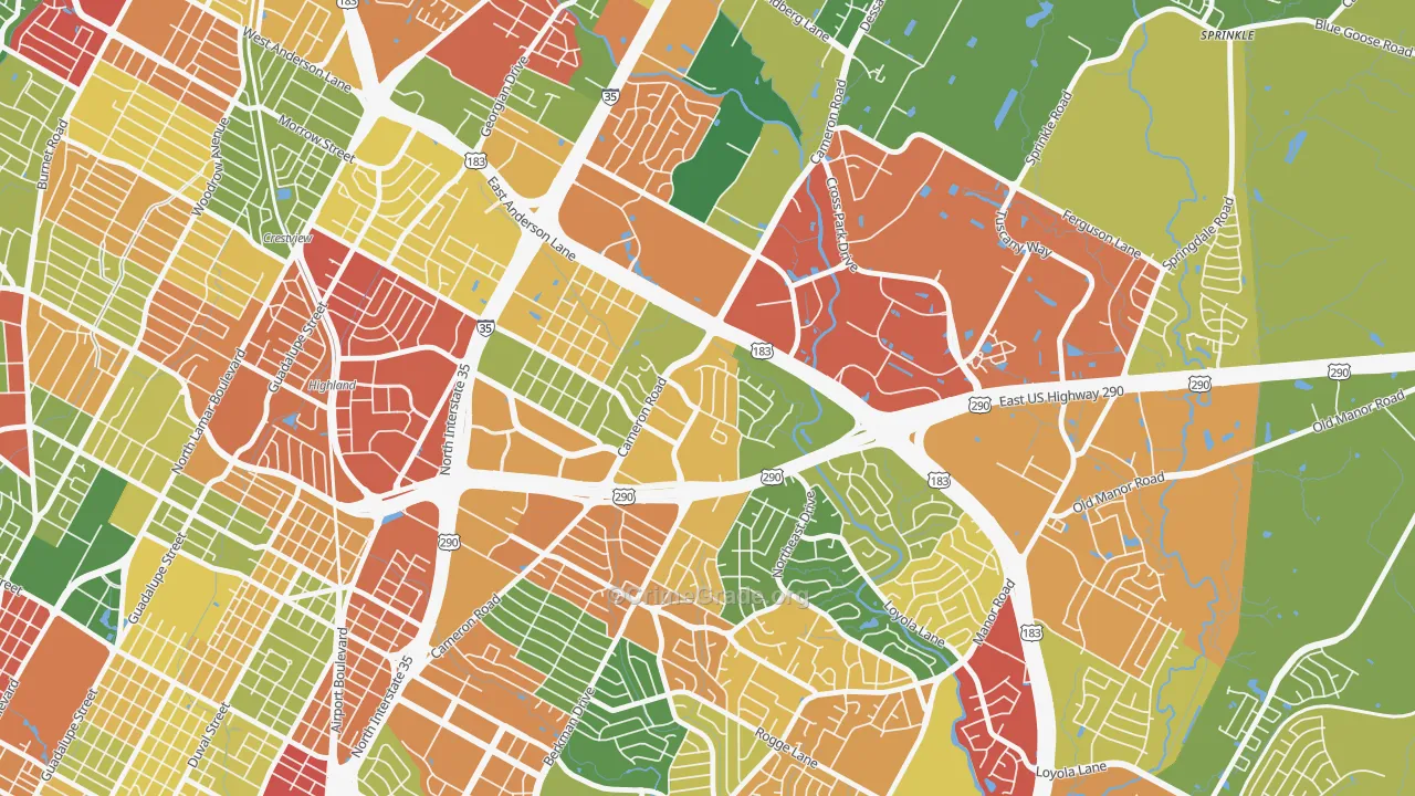 Coronado Hills, Austin, TX Map of Theft Rates