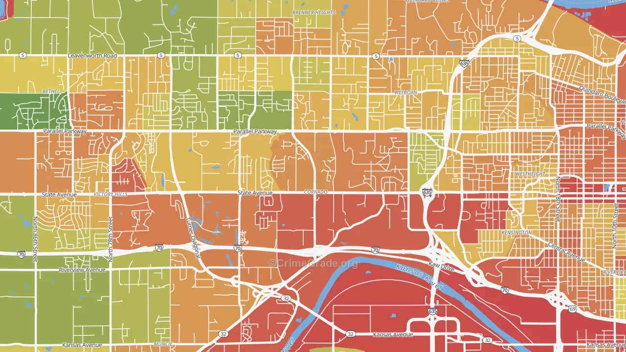 Coronado, Kansas City, KS Map of Theft Rates