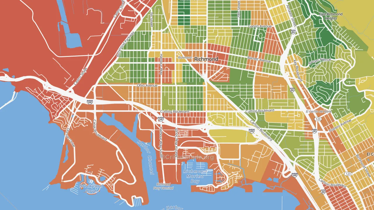 Coronado, Richmond, CA Map of Theft Rates