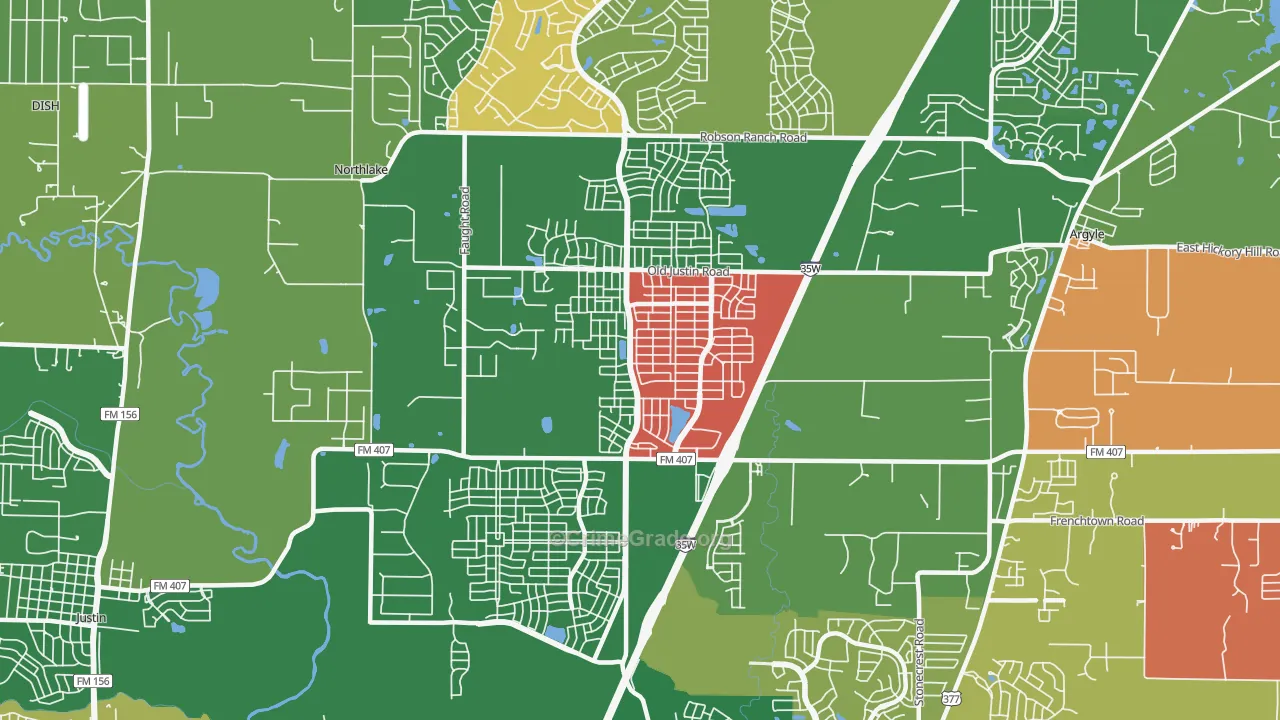 Corral City, TX Map of Theft Rates