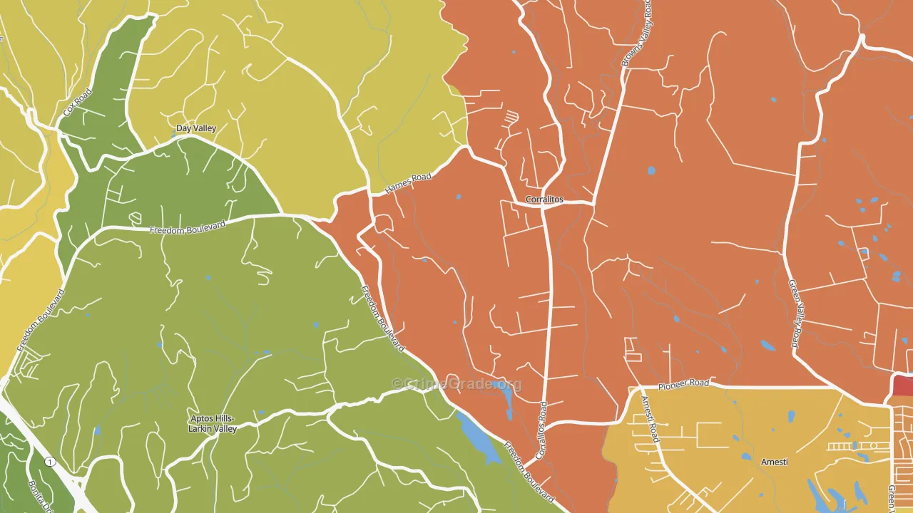 Corralitos, CA Map of Theft Rates
