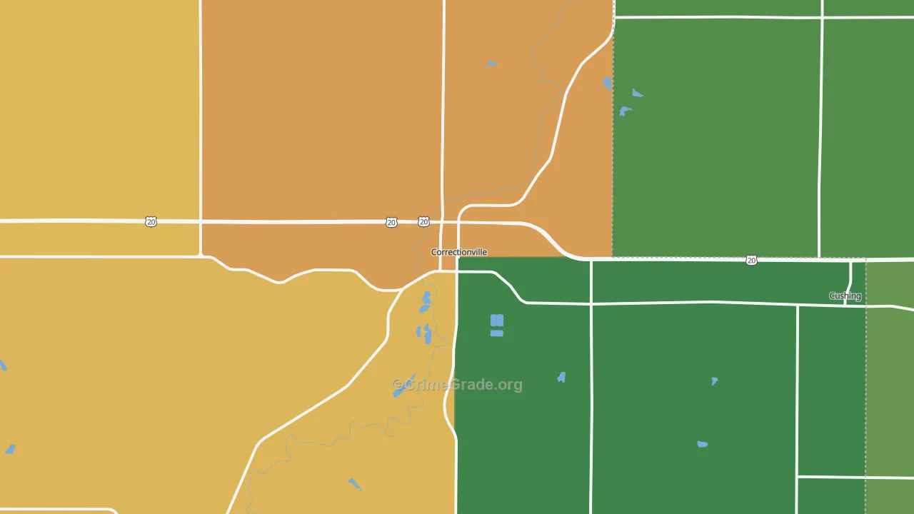 Correctionville, IA Map of Theft Rates