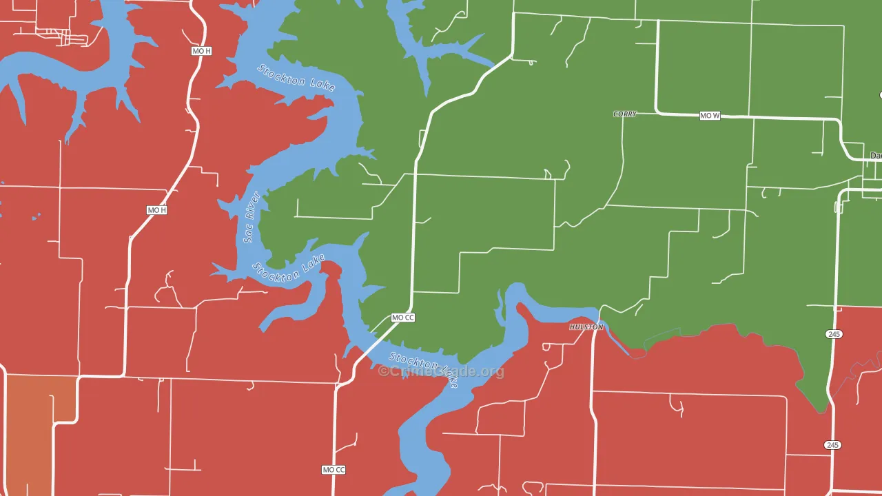 Corry, MO Map of Theft Rates