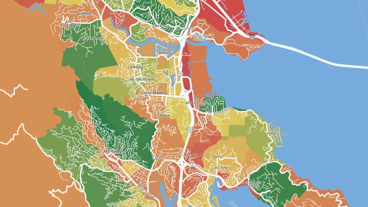 Corte Madera, CA Map of Theft Rates