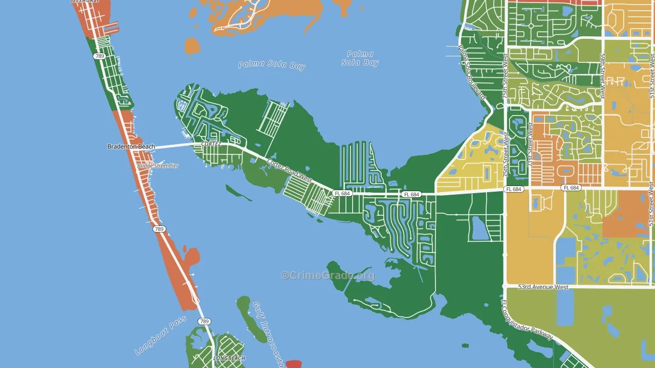 Cortez, Bradenton, FL Map of Theft Rates