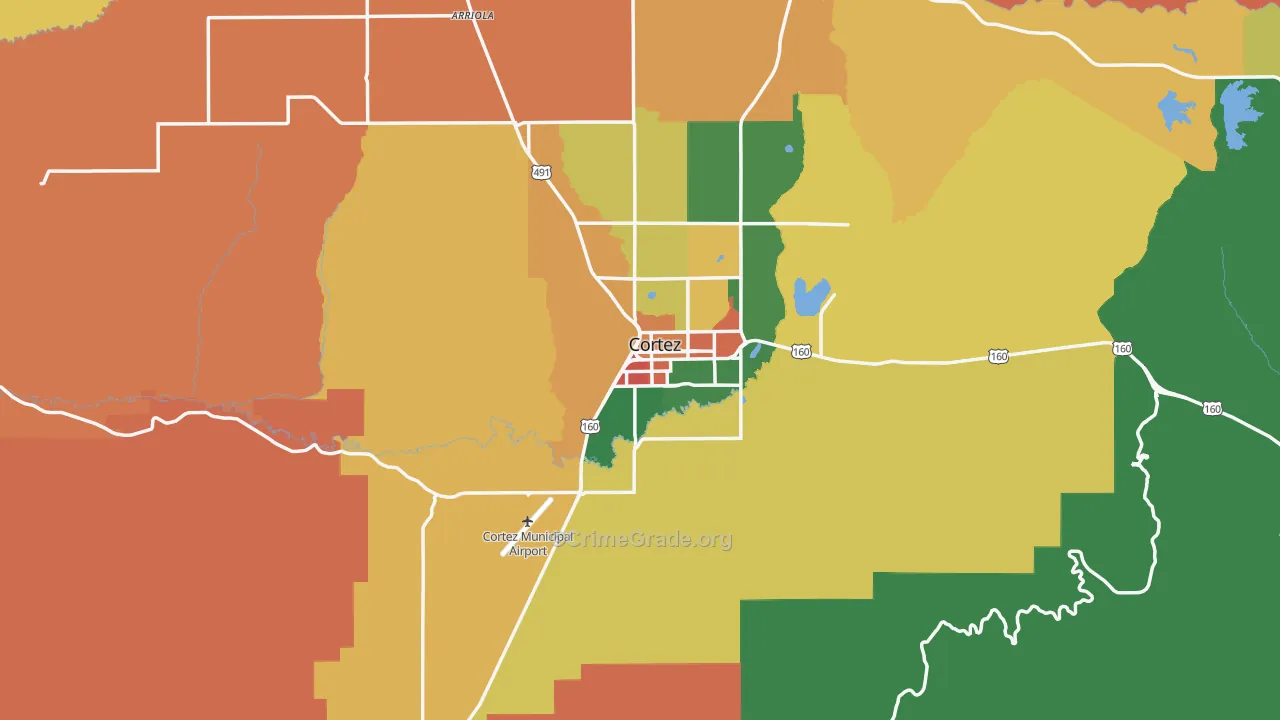 Cortez, CO Map of Theft Rates