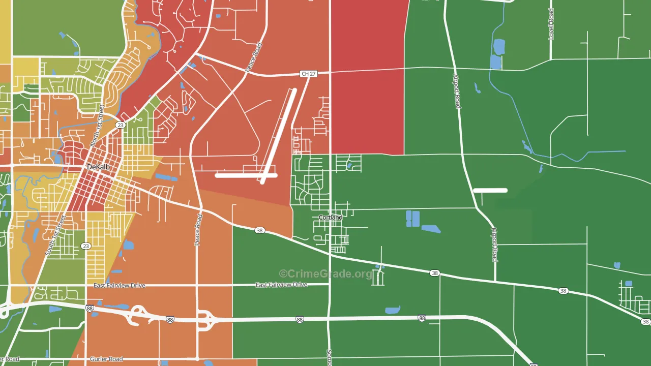 Cortland, IL Map of Theft Rates