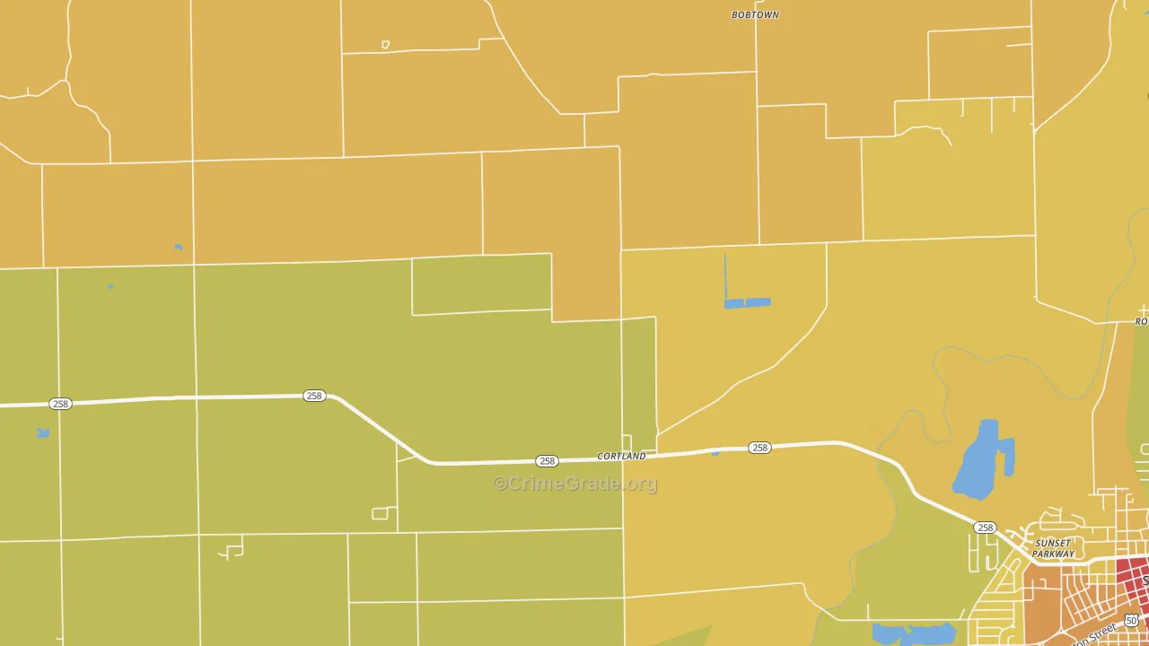 Cortland, IN Map of Theft Rates