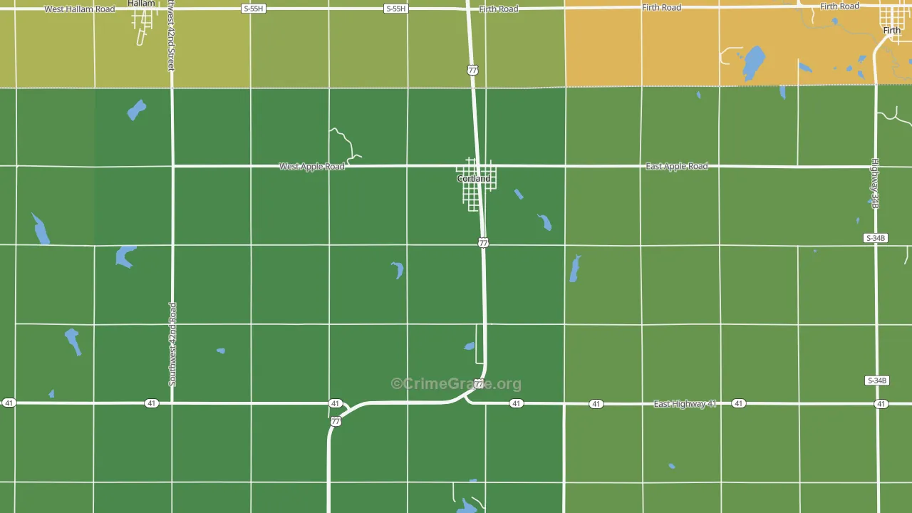 Cortland, NE Map of Theft Rates