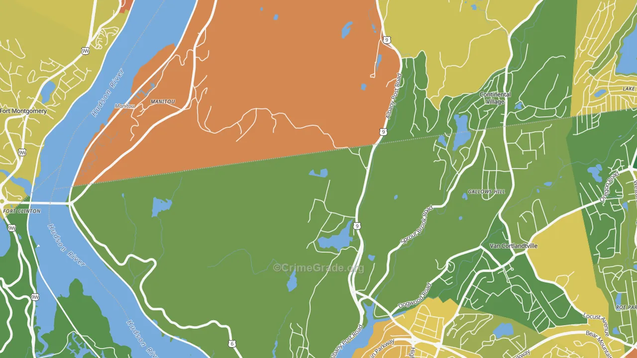 Cortlandt, NY Map of Theft Rates