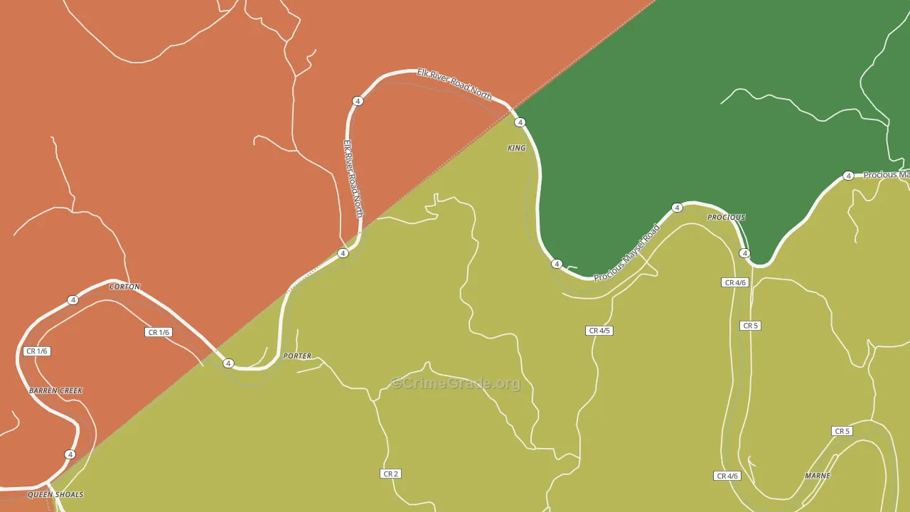 Corton, WV Map of Theft Rates