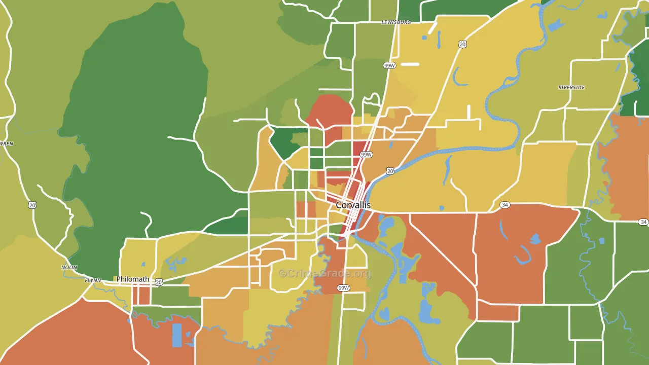 Corvallis, OR Map of Theft Rates