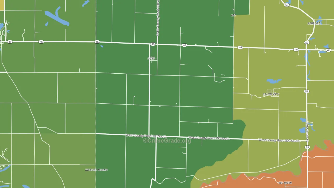Cory, IN Map of Theft Rates