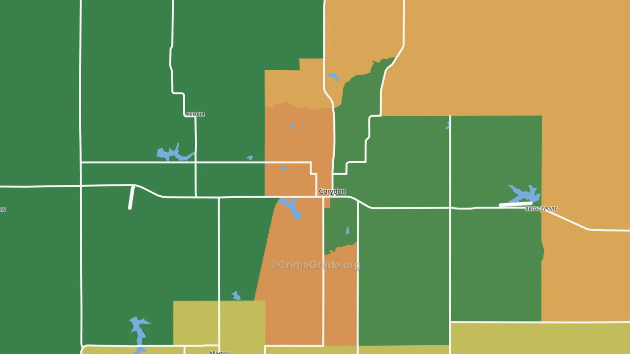 Corydon, IA Map of Theft Rates