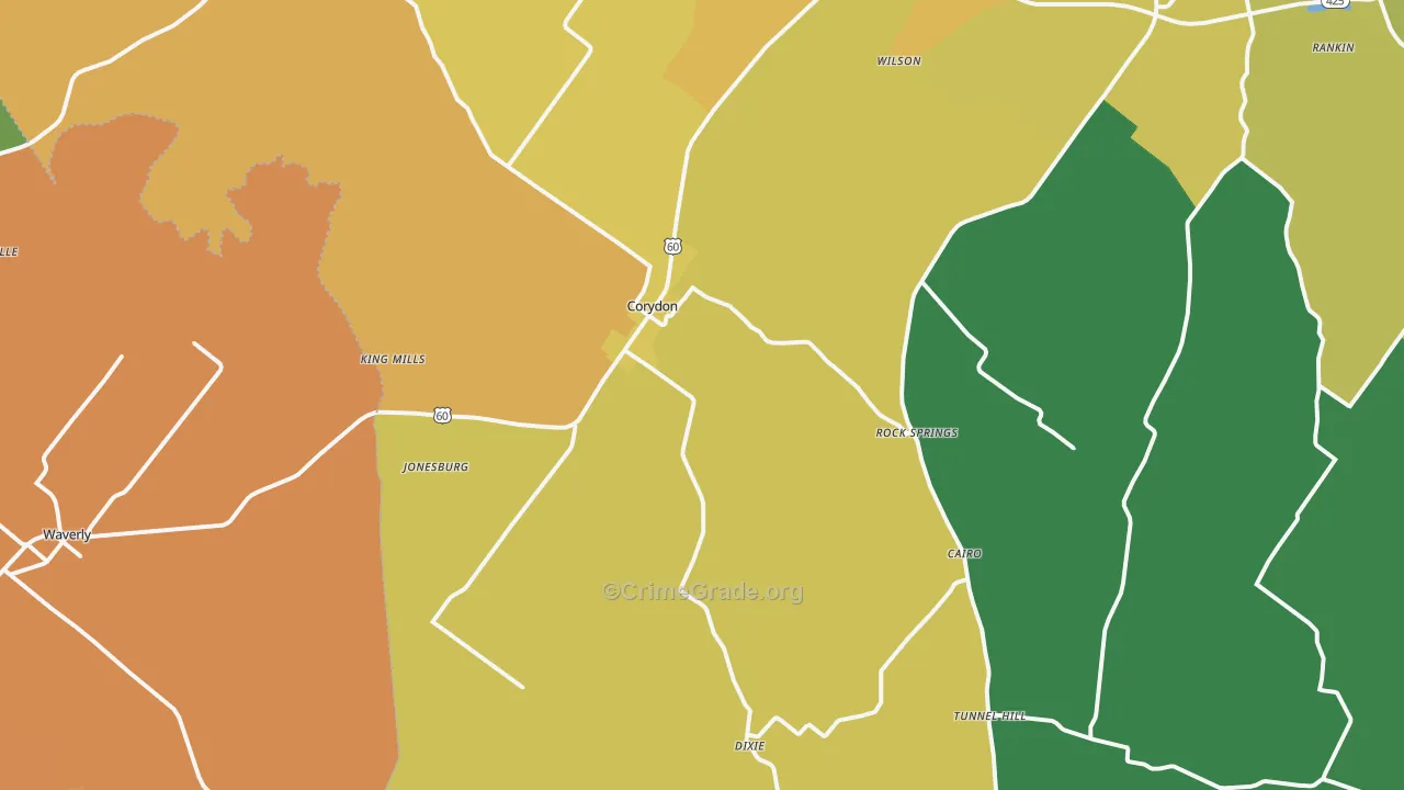 Corydon, KY Map of Theft Rates