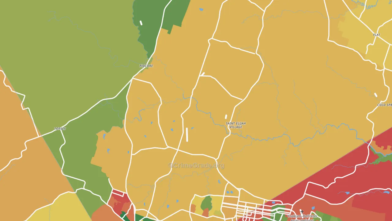 Coryell County, TX Map of Theft Rates
