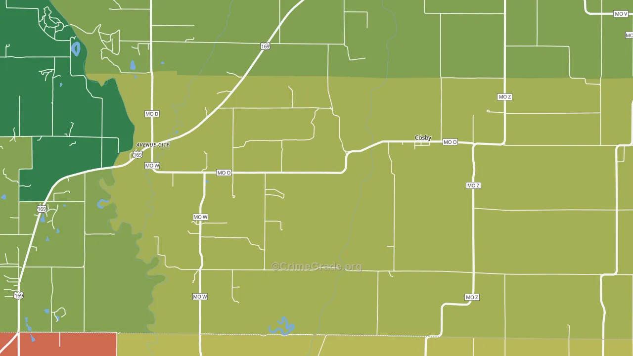 Cosby, MO Map of Theft Rates