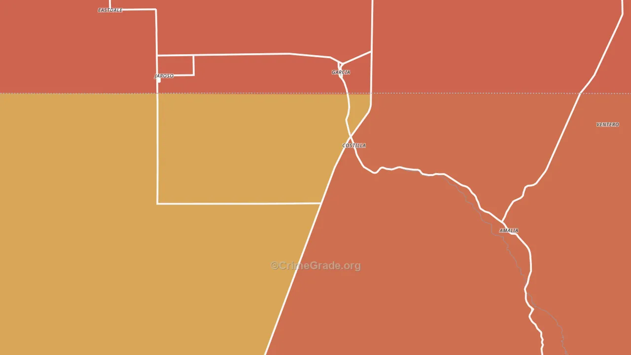 Costilla, NM Map of Theft Rates