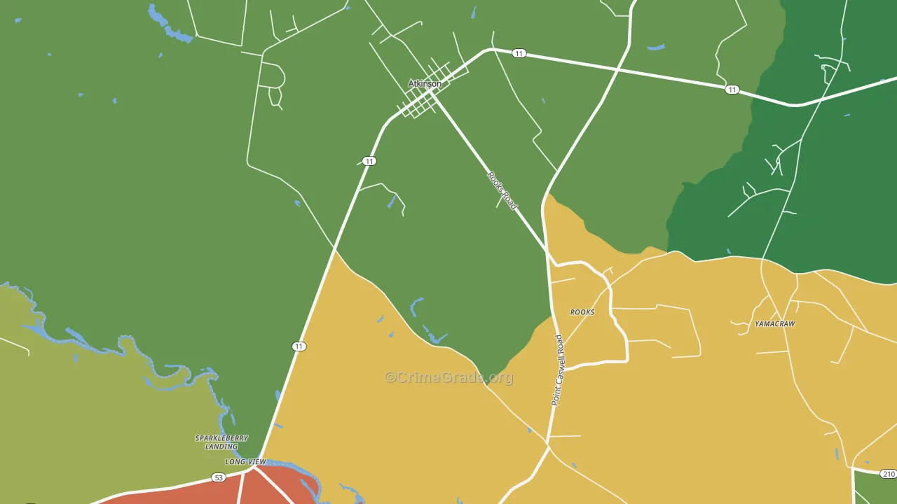 Costin, NC Map of Theft Rates