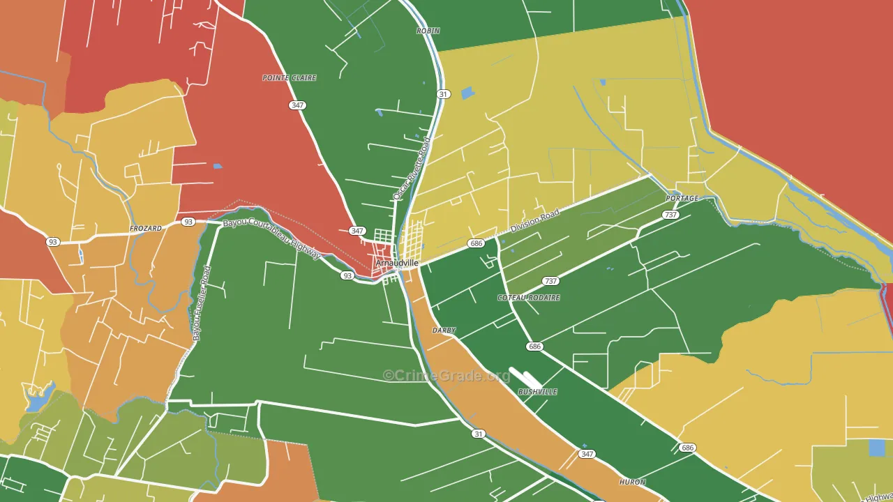 Coteau Rodaire, LA Map of Theft Rates