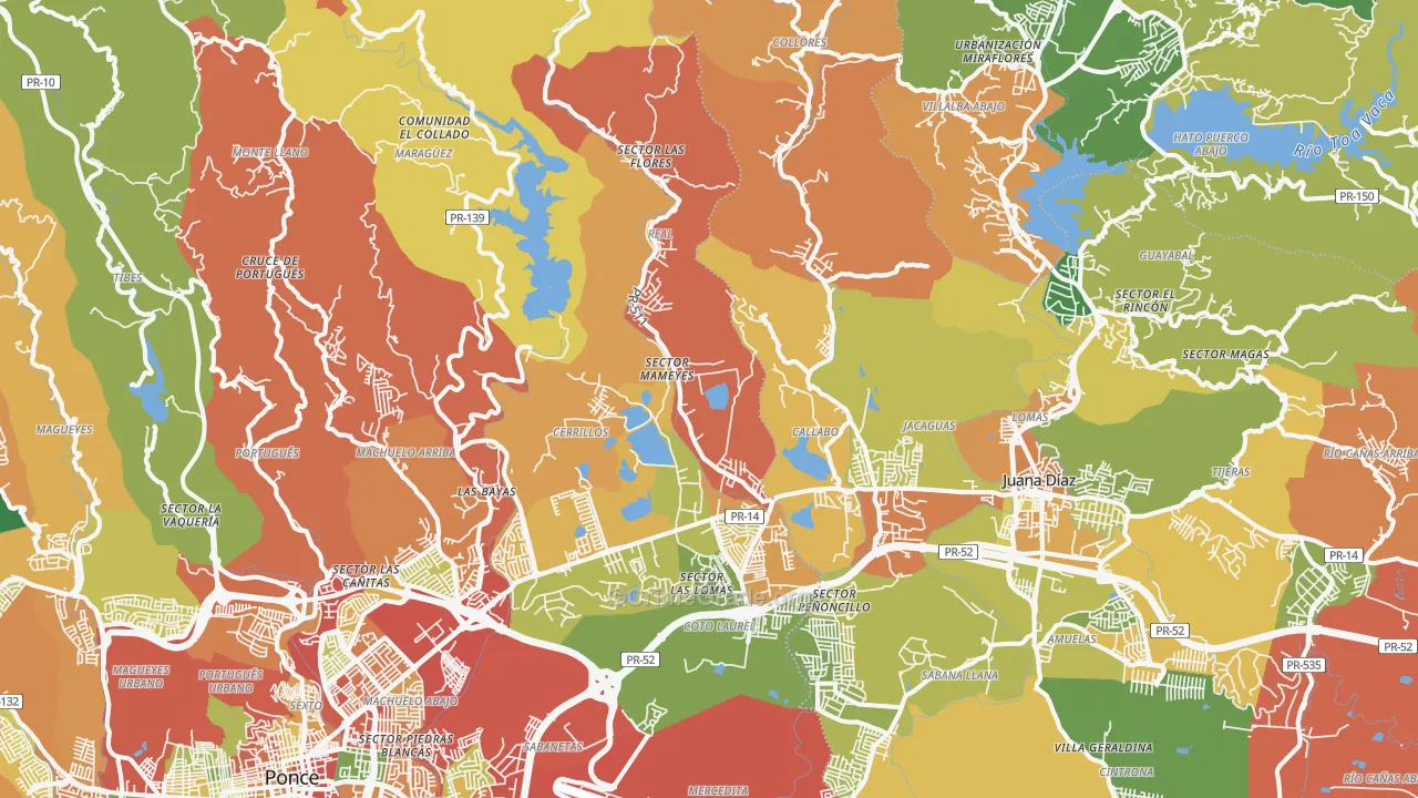 Coto Laurel, PR Map of Theft Rates