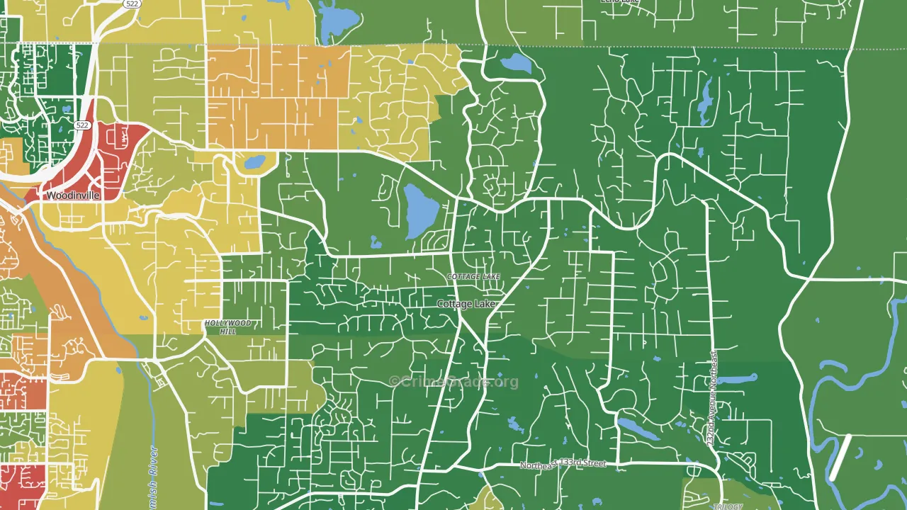 Cottage Lake, WA Map of Theft Rates