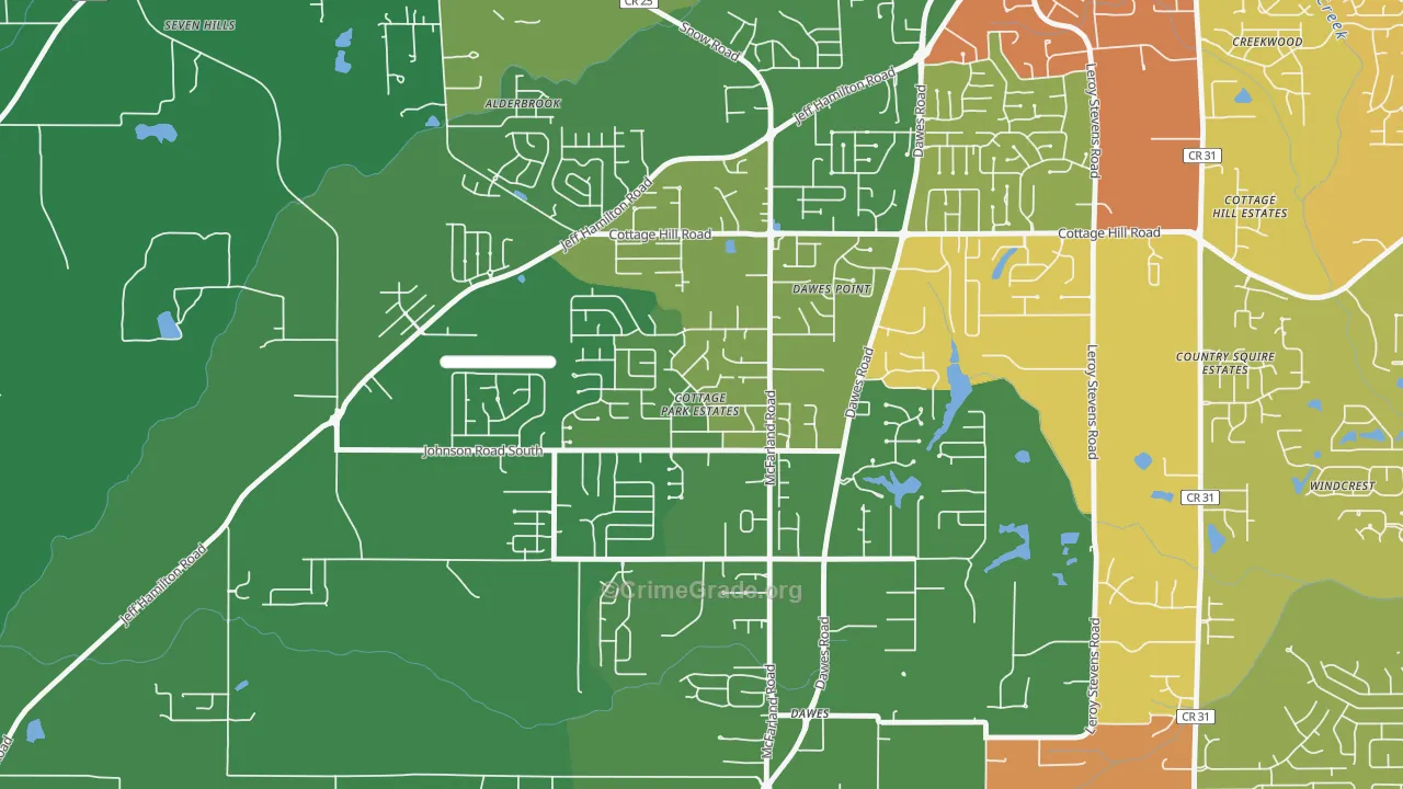 Cottage Park, Mobile, AL Map of Theft Rates